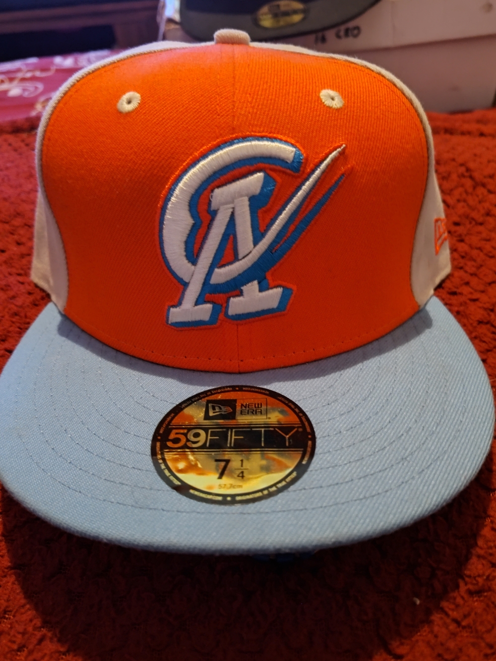 New Era Orange and Light Blue Fitted Cap with Embroidered LA Logo